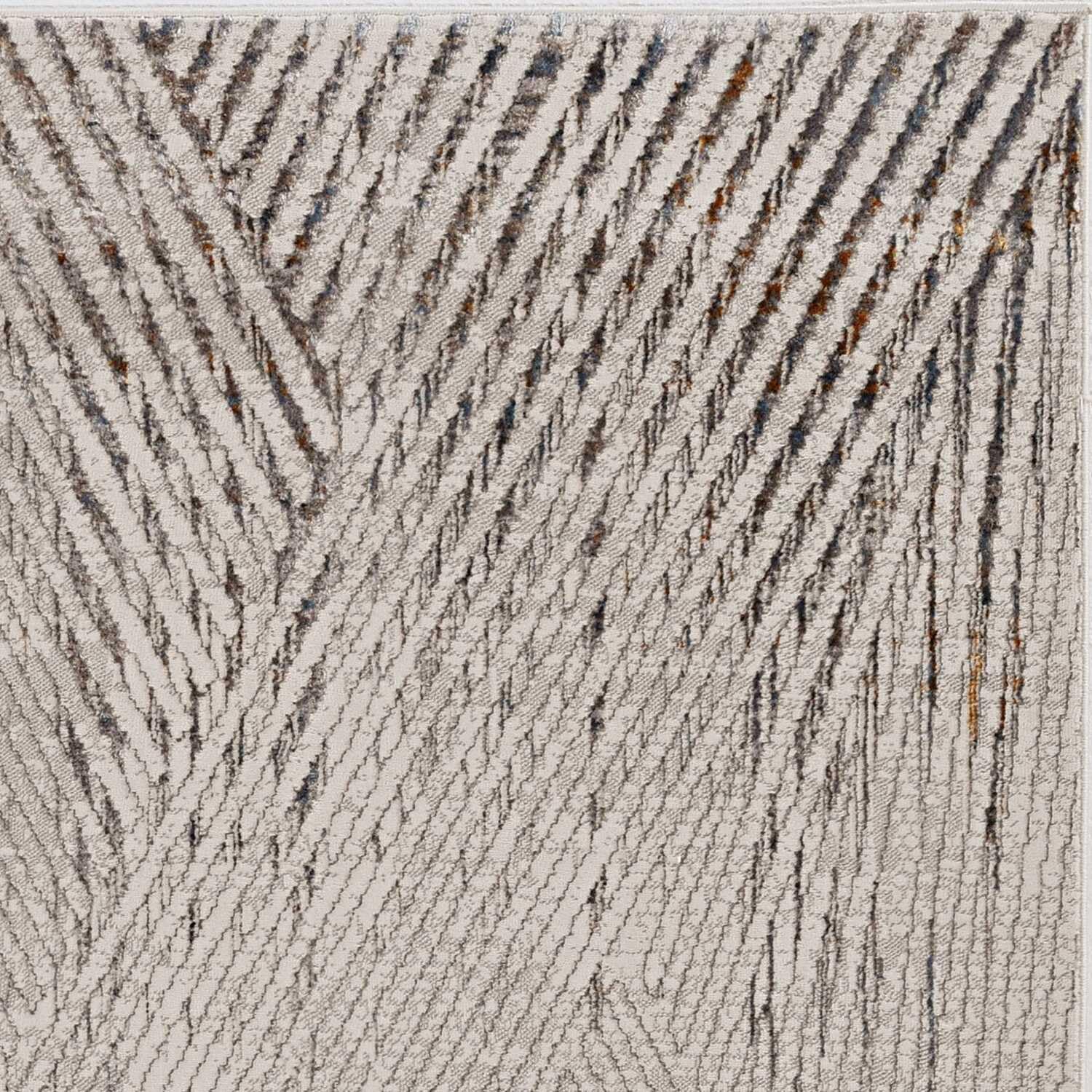 HomeRoots 8'X11' Ivory Grey Machine Woven Geometric Lines Indoor Area Rug