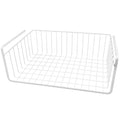 15 inch Easy Install White Wire Under Cabinet Wire Hanging Basket Shelf Organizer Rack For Kitchen Pantry Bathroom, White