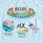 Hanging Beach Sign D  Cor, Starfish Wall D  Cor, Beach Plaque For Door With Sea Horse And Scallop, 12 X 4 Inch