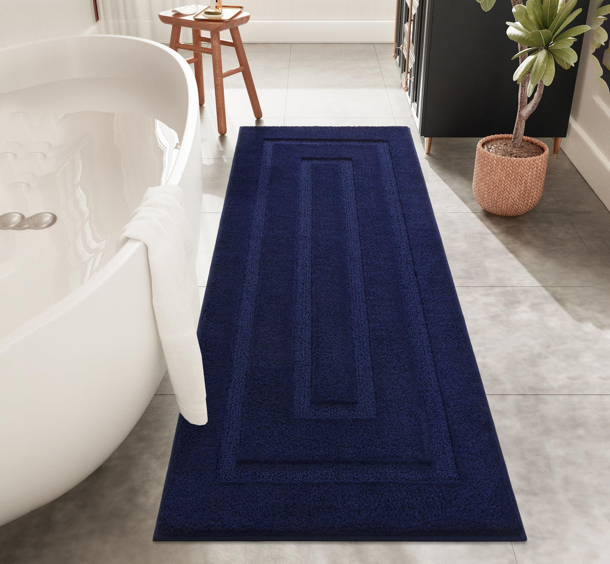 HOMORE Bathroom Runner Rug 24x60 Inch, Thick Soft and Absorbent Microfiber Bath Runner Rug, TPR Backing Non Slip Bath Mat, Washa