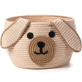 Zopeal Dog Woven Basket Cute Woven Cotton Rope Puppy Animal Storage Basket For Laundry Toy Gift (Khaki,13 X 8 Inch)