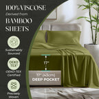 DECOLURE Viscose from Bamboo Sheets Twin Size 3pcs Light Olive Ultra Soft Cooling 17" Deep Pocket