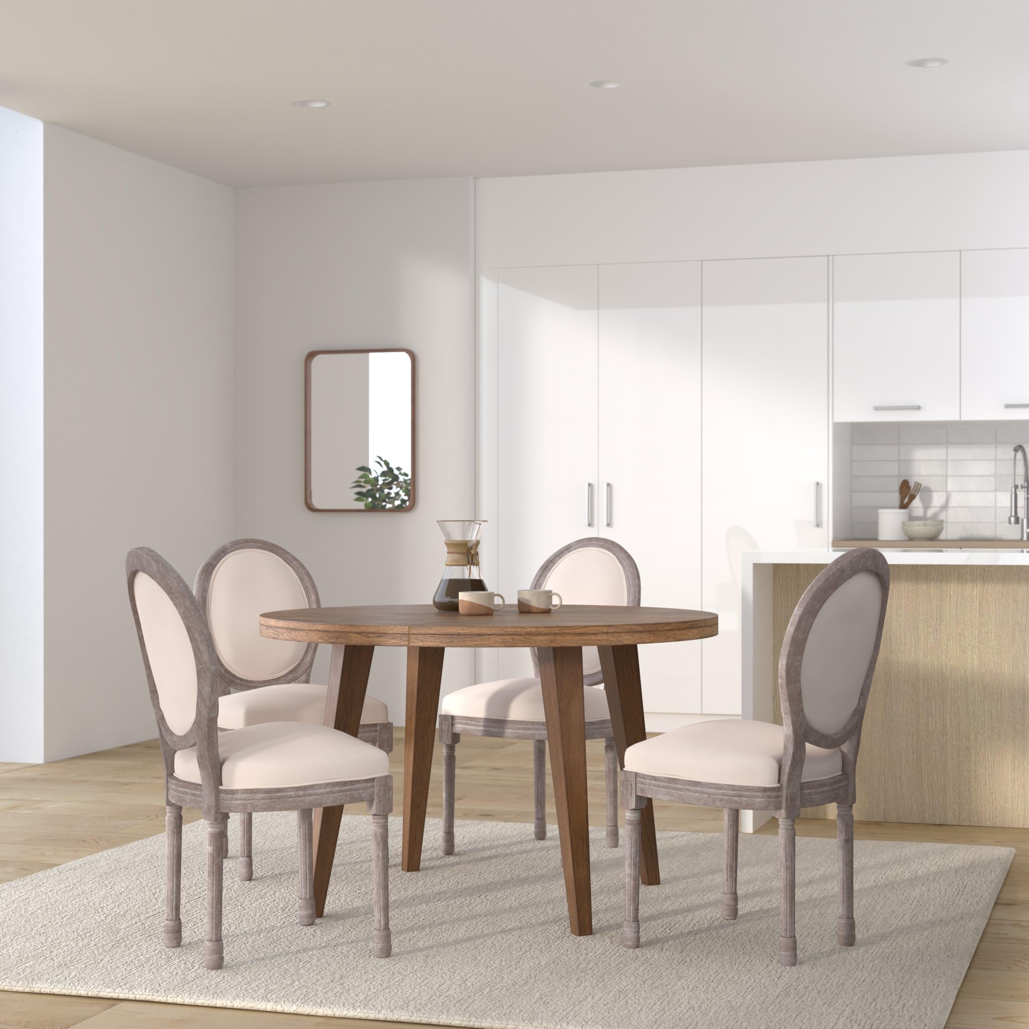 vidaXL Dining Chairs Set of 6 Cream Fabric