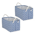 Dii Laundry Storage Collection, Pe Coated Collapsible Bin With Handles, French Blue Lattice, Large Set, 10.5X17.5X10 Inch
