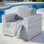 Modway Convene Wicker Rattan Outdoor Patio Armchair in Light Gray Gray