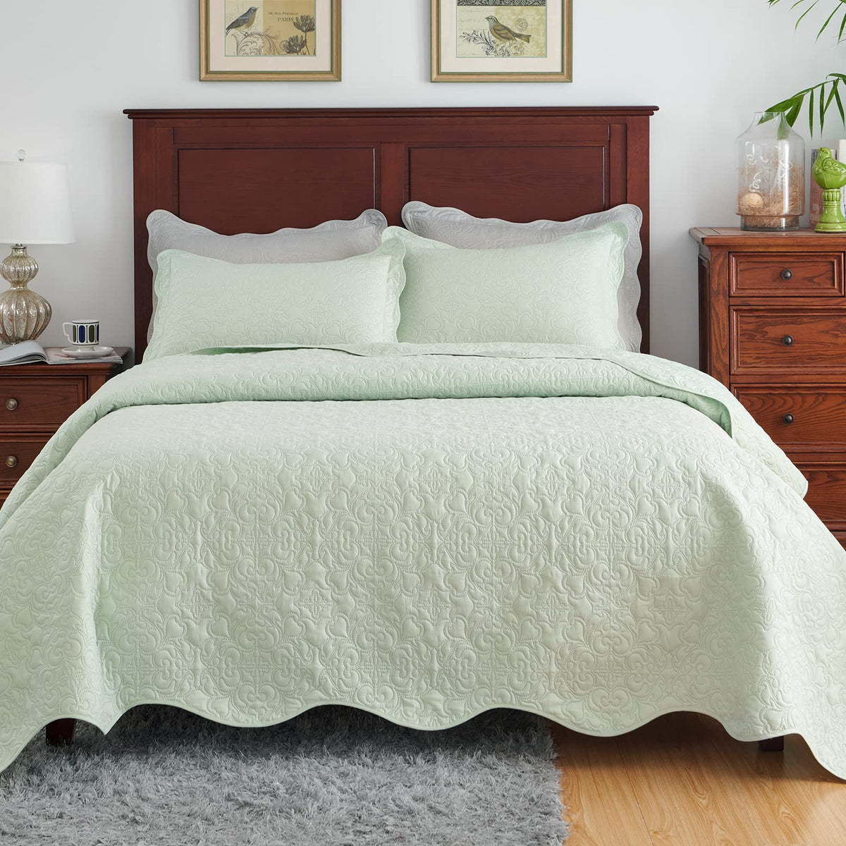 Auemtyn King Size Quilt Set 3 Pieces, Soft Lightweight Summer Bedspread, Reversible Microfiber Bed Coverlet For All Seasons, Lig