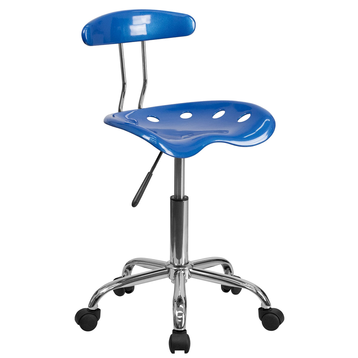 Flash Furniture Elliott Vibrant Bright Blue and Chrome Swivel Task Office Chair with Tractor Seat