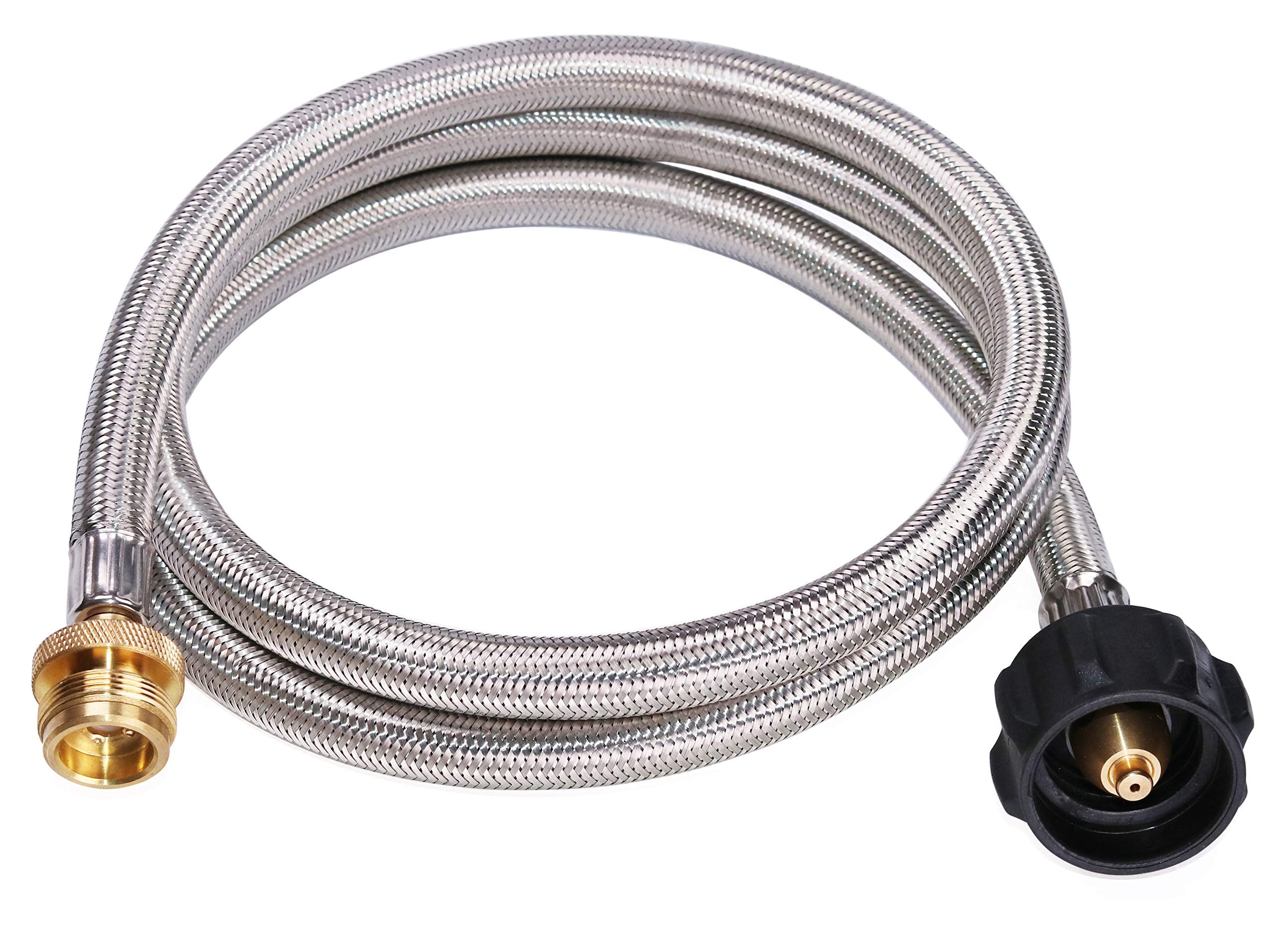 Dozyant 5 Feet Stainless Steel Braided Propane Adapter Hose 1 Lb To 20 Lb Converter Replacement For Qcc1 / Type1 Tank Connects 1