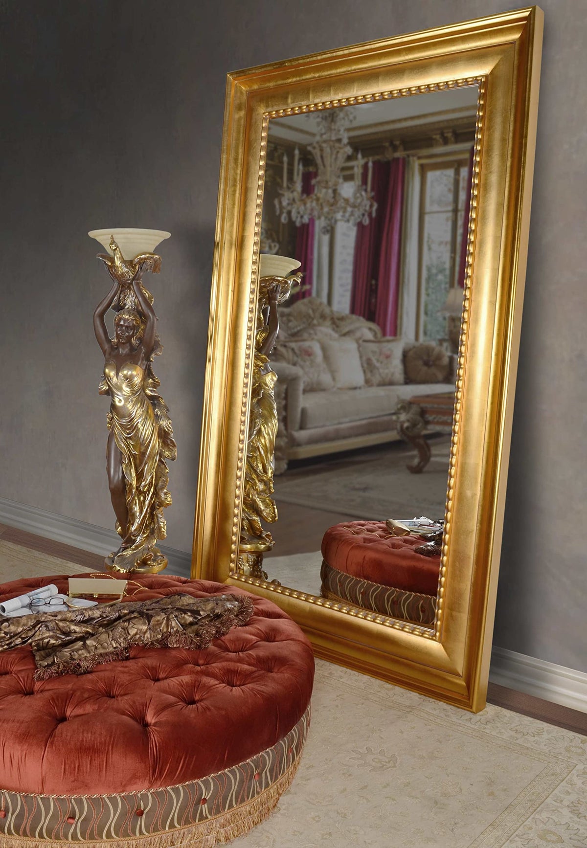 Afd Home The Mammoth Wood Mirror Gold Leaf