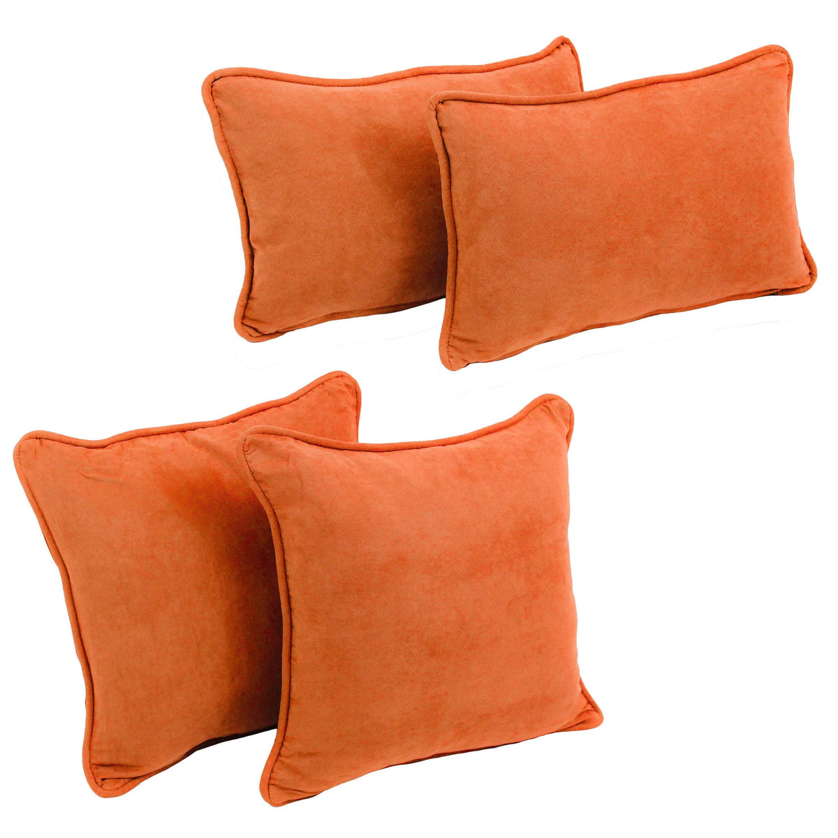 Blazing Needles Corded Microsuede Throw Pillow Set, Tangerine Dream 4 Count