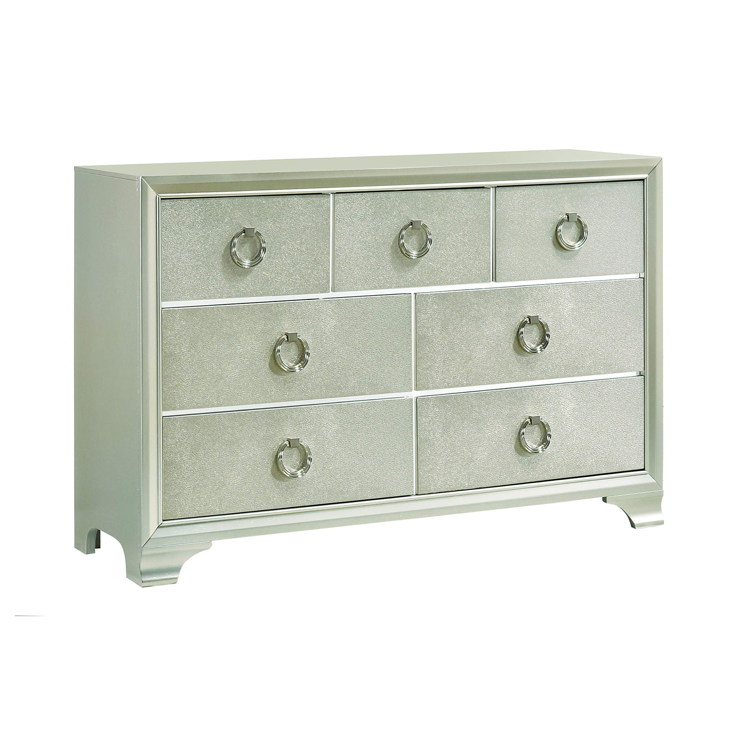 Coaster Furniture Salford 7-Drawer Metallic Sterling Dresser 58.5&quot; D x 16.5&quot; W x 37.25&quot; H Silver 222723