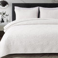 Whale Flotilla Soft Queen Size Quilt Set For All Seasons, 3-Piece Ultrasonic Geometric Quilts Bedding Set, Lightweight Reversibl