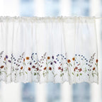 Yurlisa 027 Floral Embroidery Pastoral Style Valance, White Sheer Flowers Valances,Window Treatment For Kitchen,W60Xl18 Inch (Wi