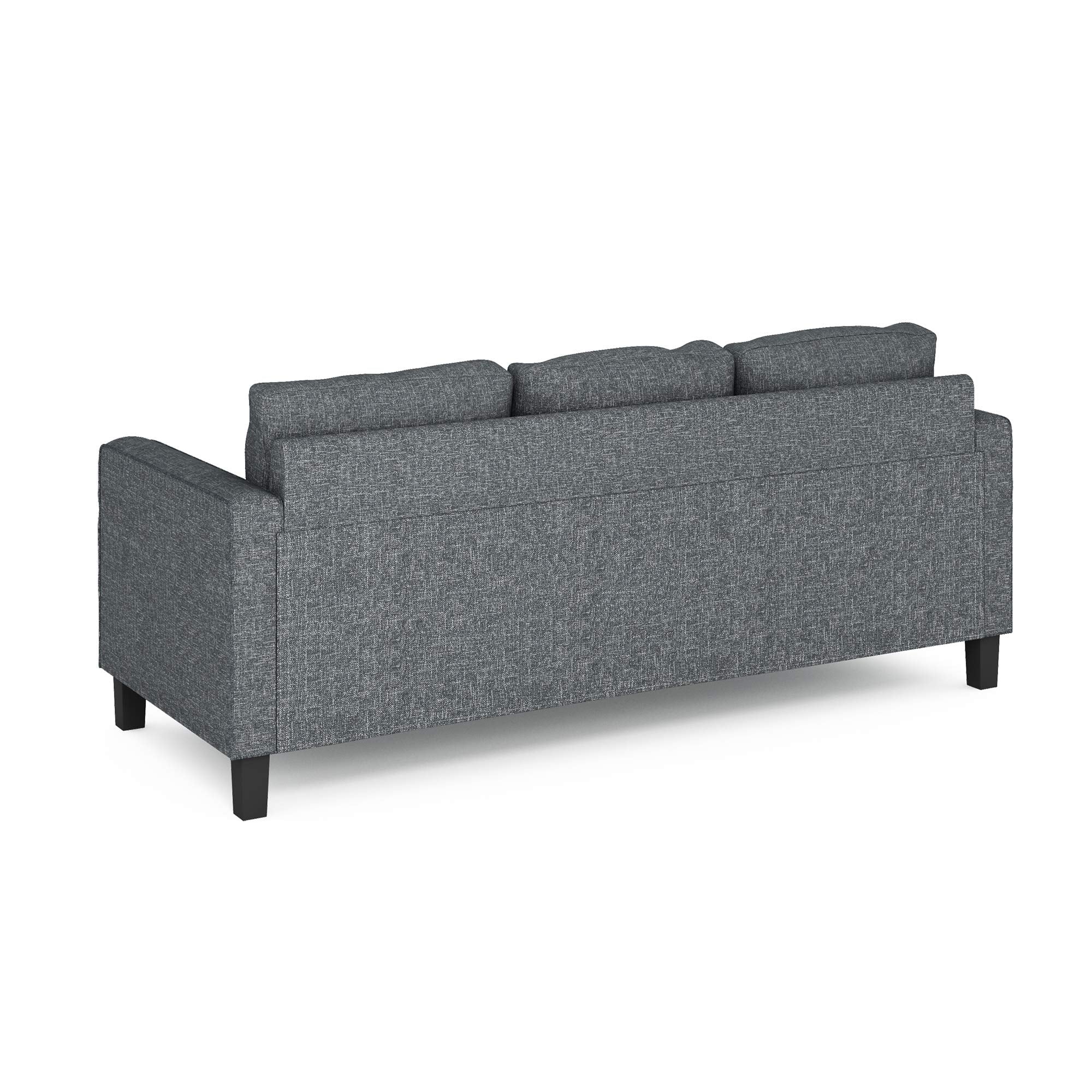 Furinno Bayonne Modern Upholstered 3-Seater Sofa Couch For Living Room, Gunmetal