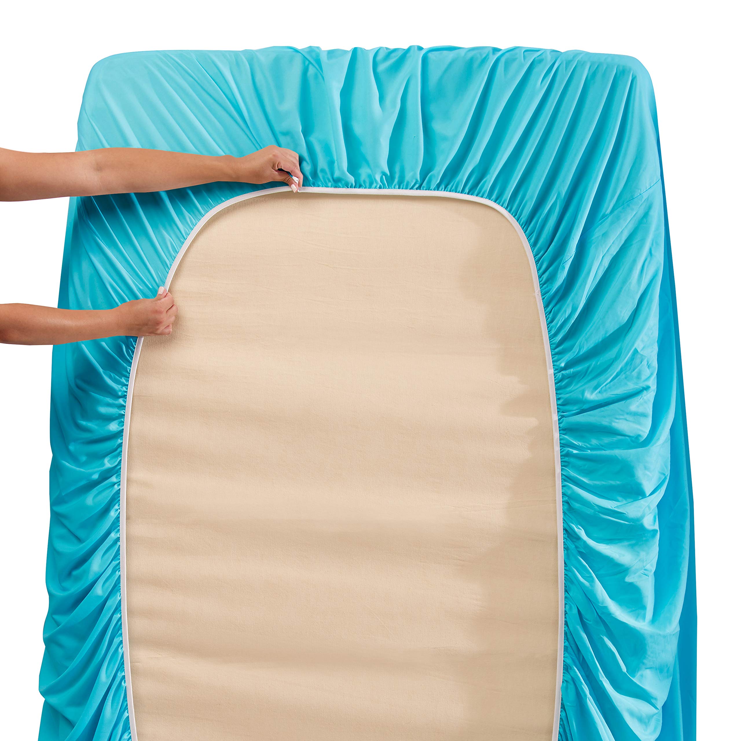 Hearth & Harbor Extra Deep Pocket Queen Sheet Set - Fits Mattresses Up To 21 Inches - 6 Piece Set In Beach Blue