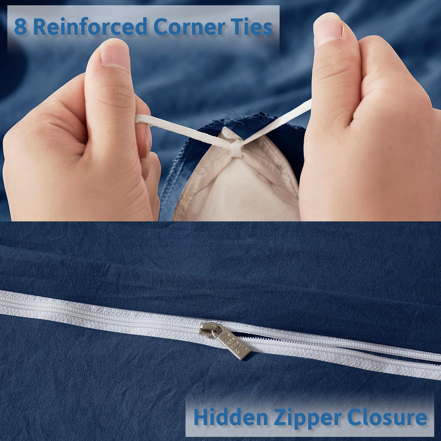 Nestl Navy Blue Duvet Cover King Size - Soft Prewashed King Duvet Cover Set, 3 Piece, With Zipper Closure, 1 Duvet Cover 104X90 Inches And 2 Pillow Shams - No Comforter