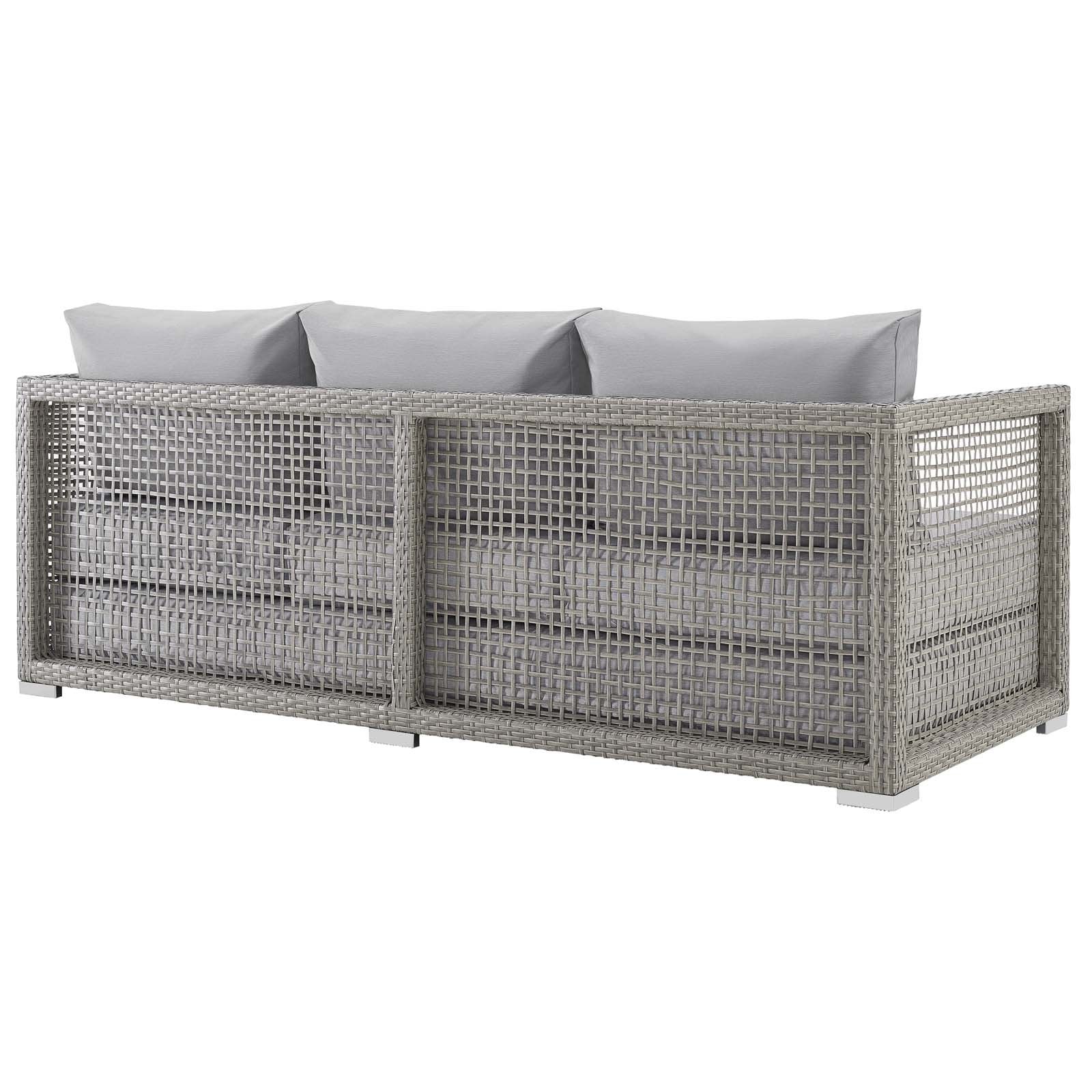 Modway Aura Wicker Rattan Outdoor Patio Sofa Couch in Gray Gray