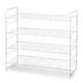 Simple Trending 4-Tier Stackable Shoe Rack, Expandable & Adjustable Shoe Organizer Storage Shelf, Wire Grid, White