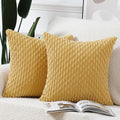 Madizz Pack Of 2 Boho Corduroy Striped Throw Pillow Covers 26X26 Inch Yellow Soft Decorative Cushion Cover For Bedroom Sofa Pill