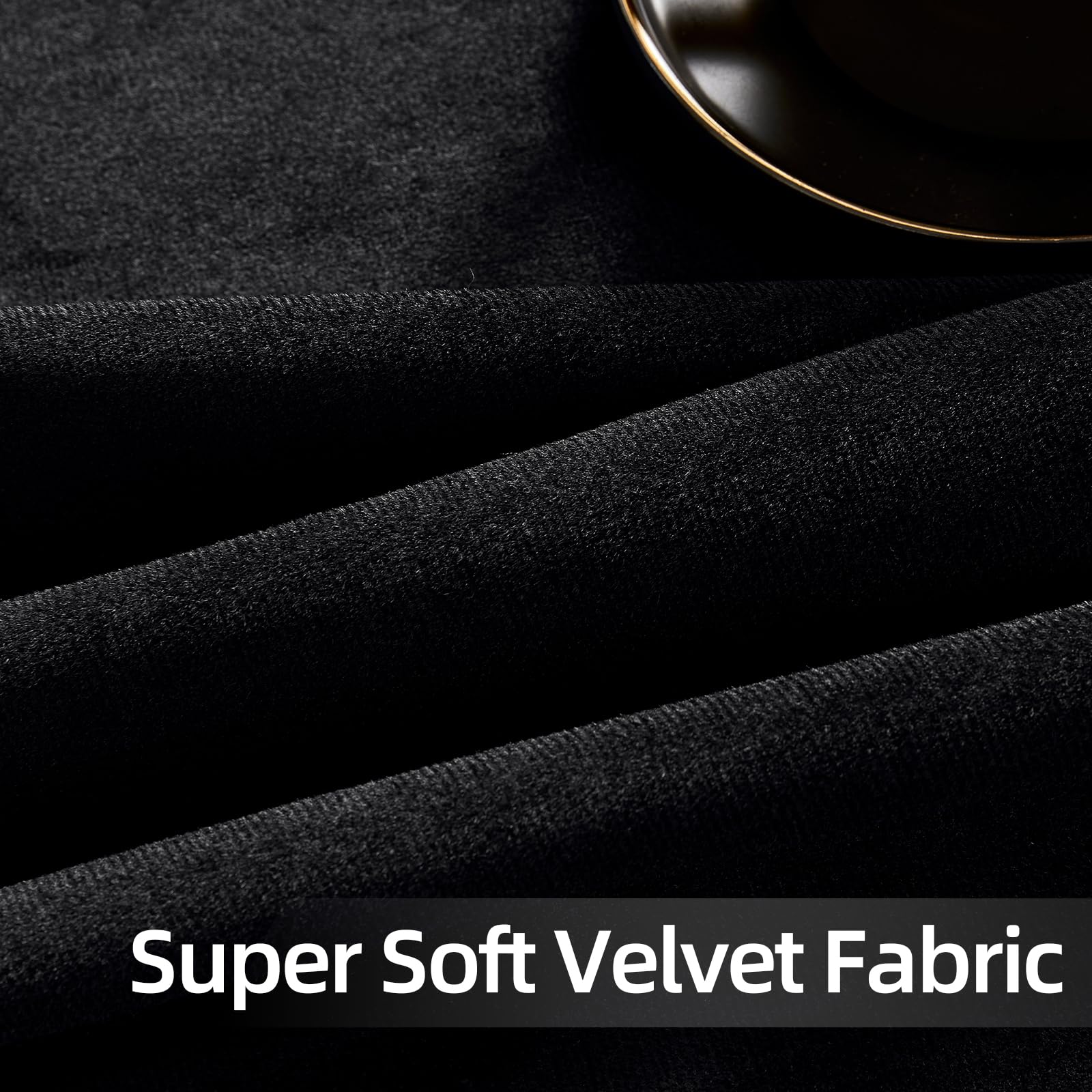 Joydeco Black 100% Blackout Curtains 96 Inches Long 2 Panels Set, Black Out Curtain For Bedroom, Grommet Heavy Luxury Thermal In