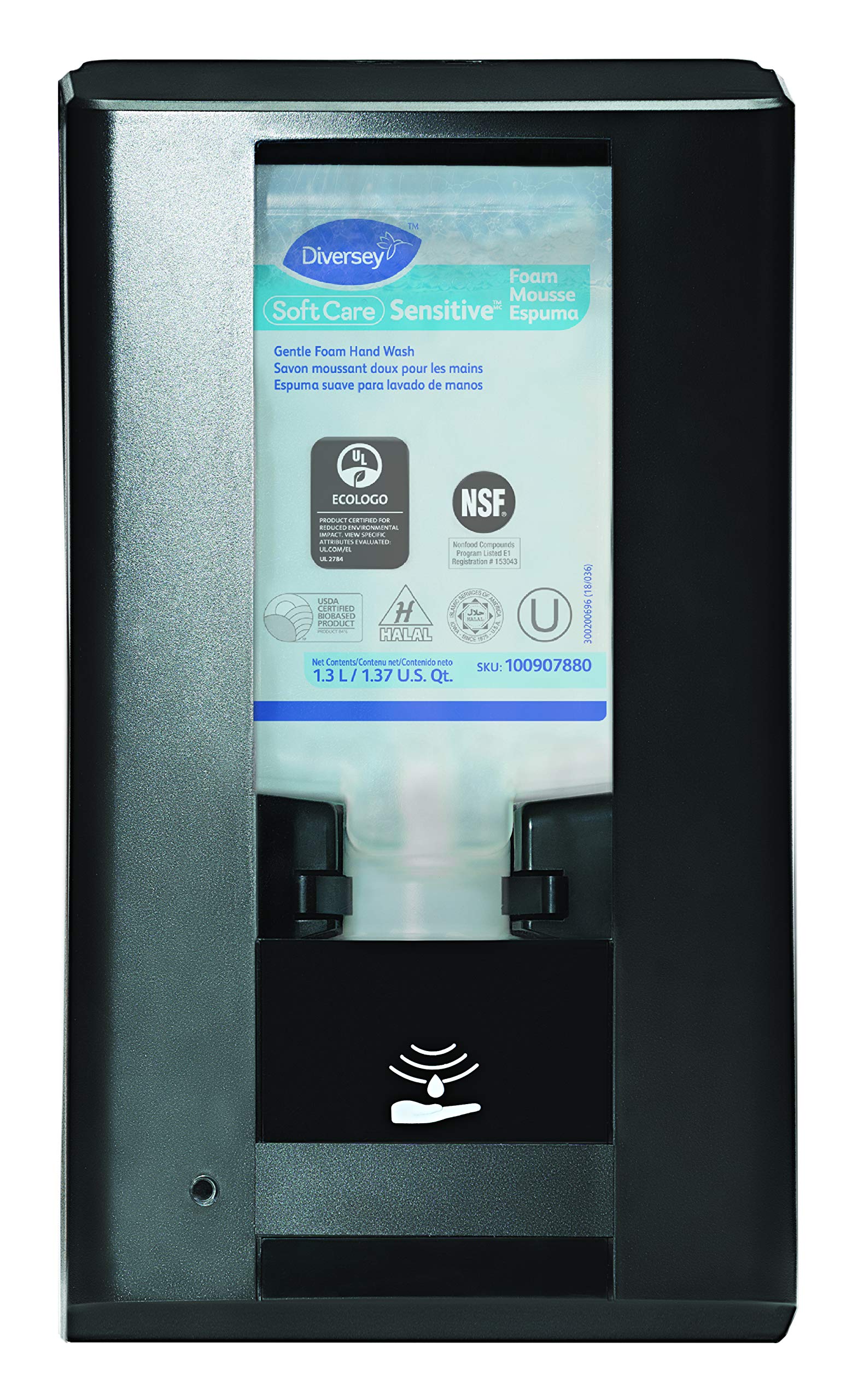 Diversey Intellicare Hybrid Dispenser for Soap/sanitizer, 1,200 Ml/1,300 Ml, 13.38 X 13.39 X 12.24, Black