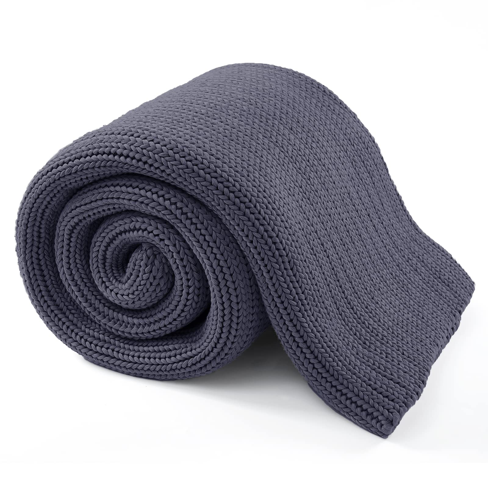 Guohaoi Knitted Weighted Blanket(Dark Grey 50''x60'' 7lbs),Home D  cor Cooling Throw Blanket for Hot Sleepers,Hand Made Chunky K