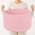 SweetMemo Extra Large Woven Throw Blanket Basket, 20 x 12 in, Blush Pink