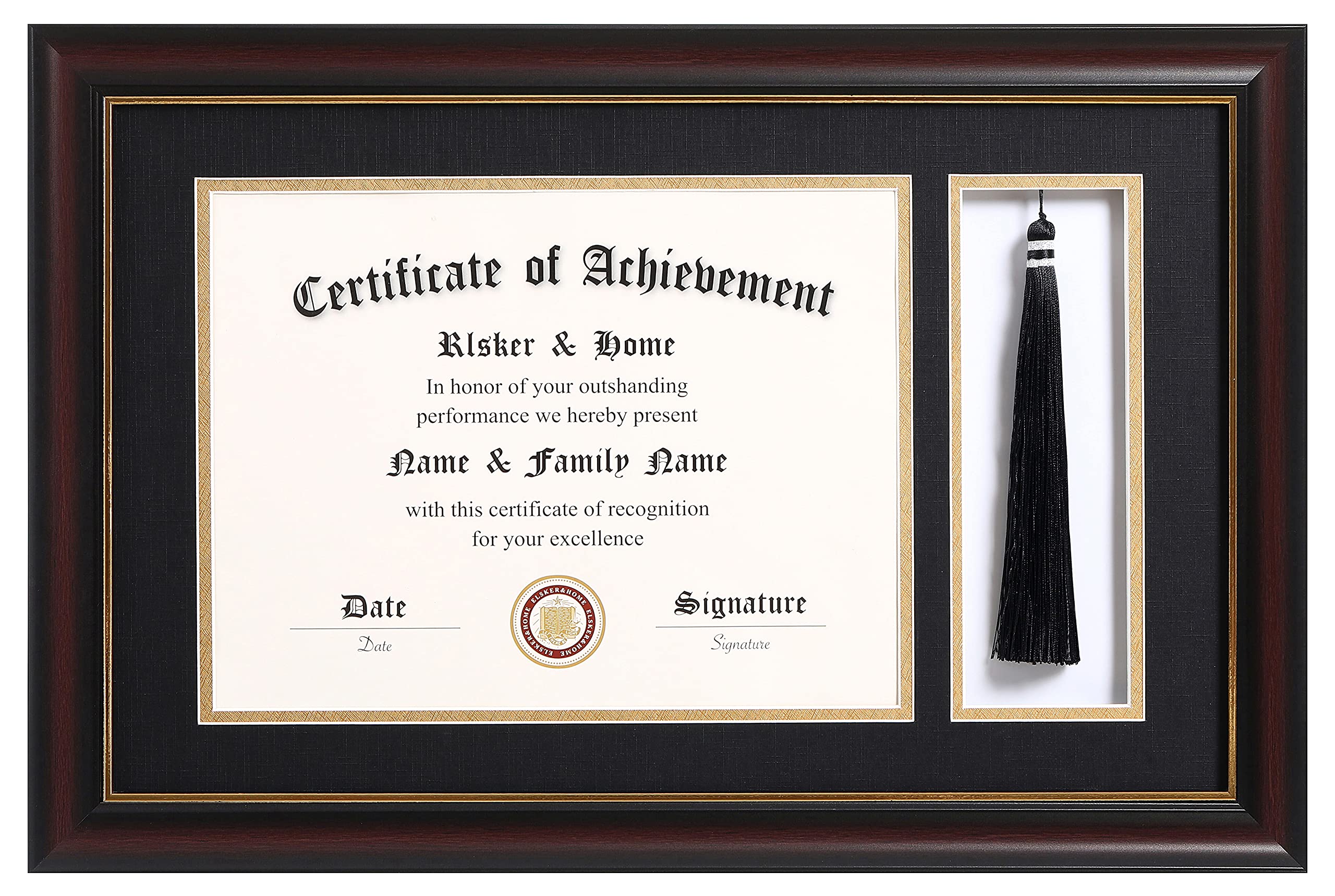 ELSKER&HOME 11x17 Diploma Frames with Tassel Holder for 8.5x11 Certificate Document Shadow Box, Mahogany Frame, Degree Double Ma