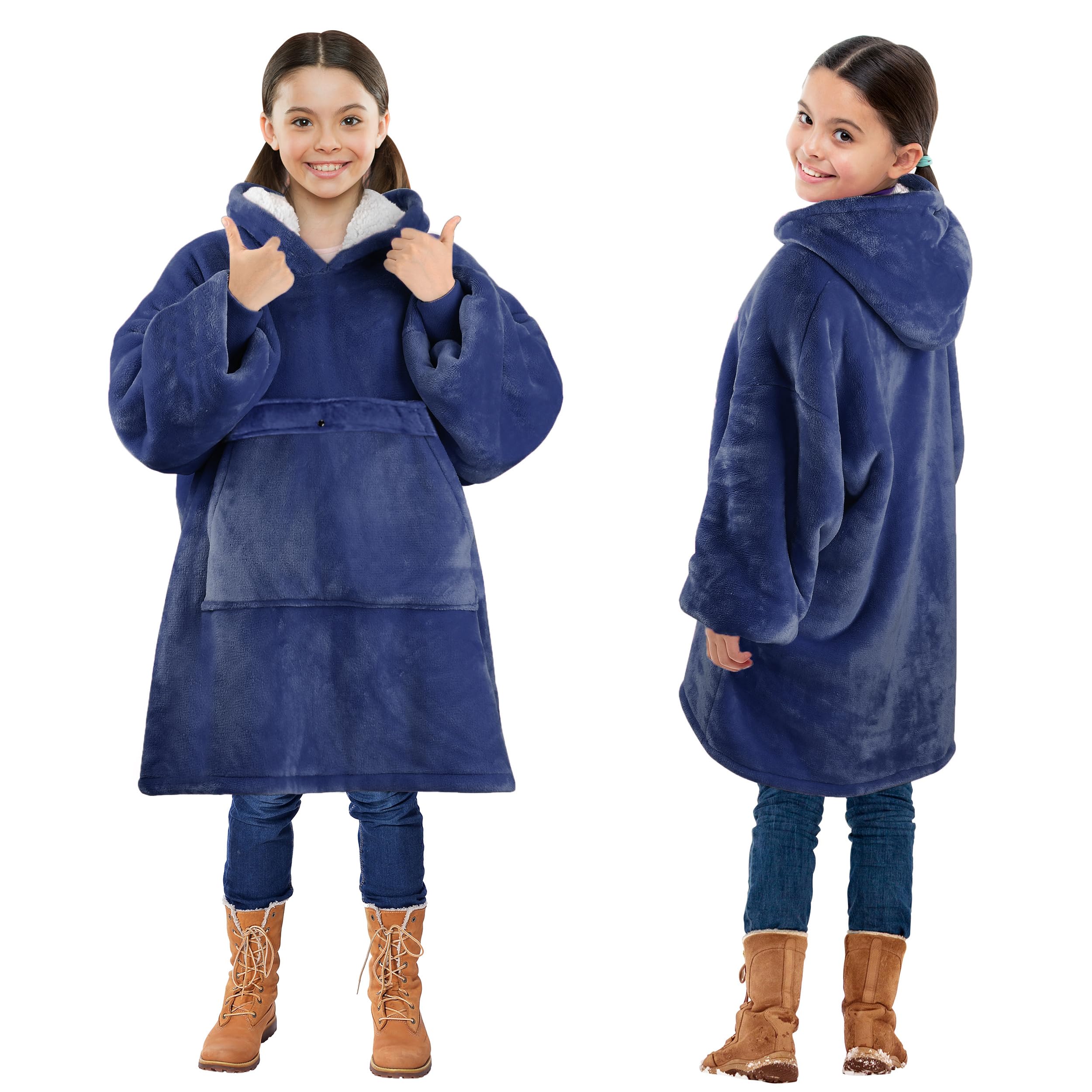 Solaris Oversized Wearable Blanket Hoodie For Kids, Warm Soft Kids Gift, Super Cozy Sherpa Fleece Hoodie Sweatshirt Pullover For