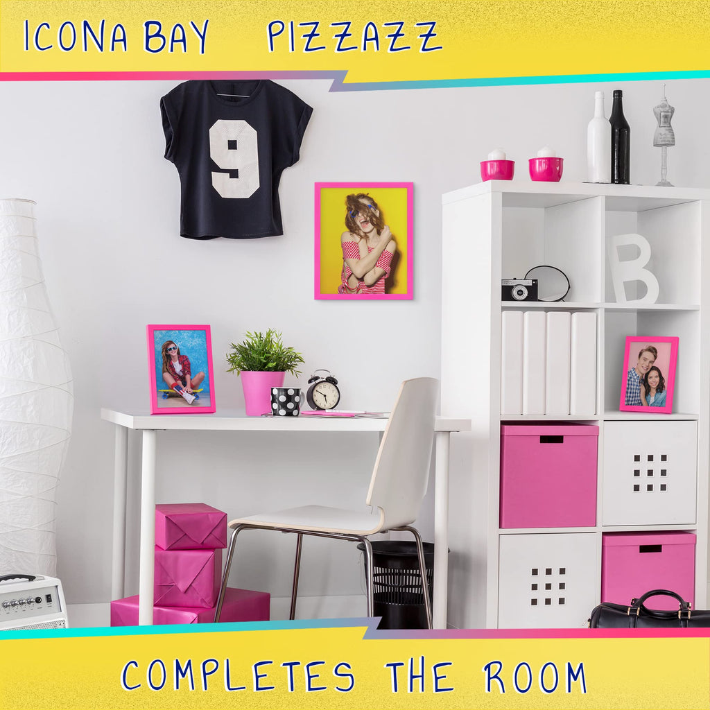 Icona Bay 8X10 Picture Frames (Pink, 3 Pack), Colored Solid Wood Scandinavian Style Frames For Photo, Pizzazz Collection