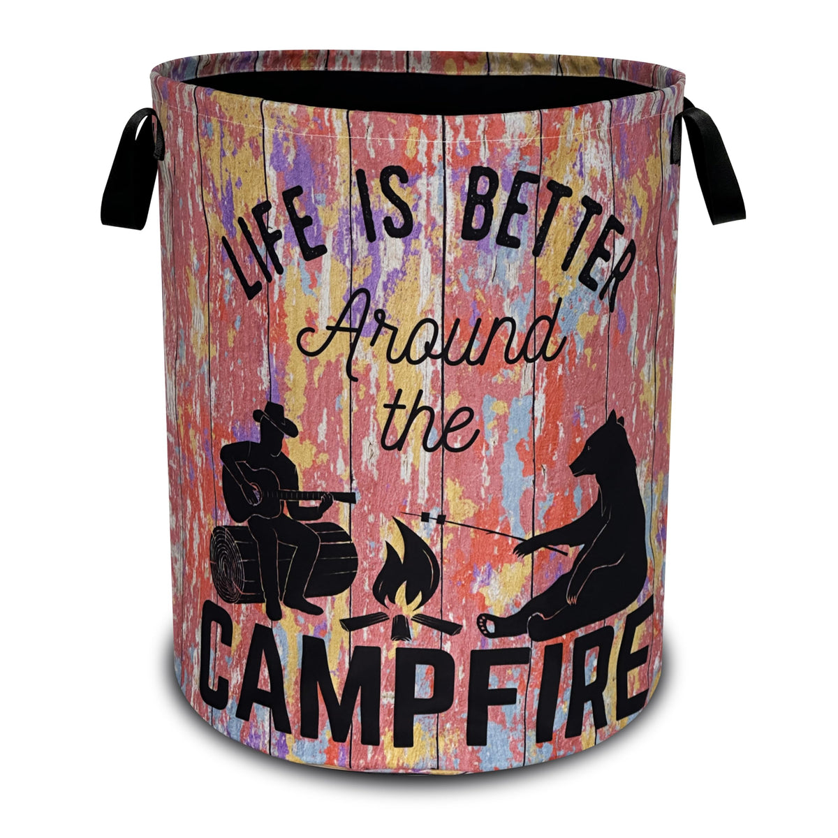 Life Is Better Around The Campfire Laundry Basket Oxford Cloth 18.9x16.5 In