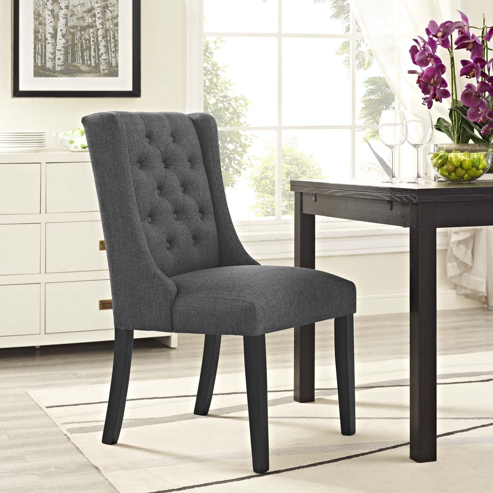 Modway Baronet Modern Tufted Upholstered Fabric Parsons Kitchen And Dining Room Chair In Gray