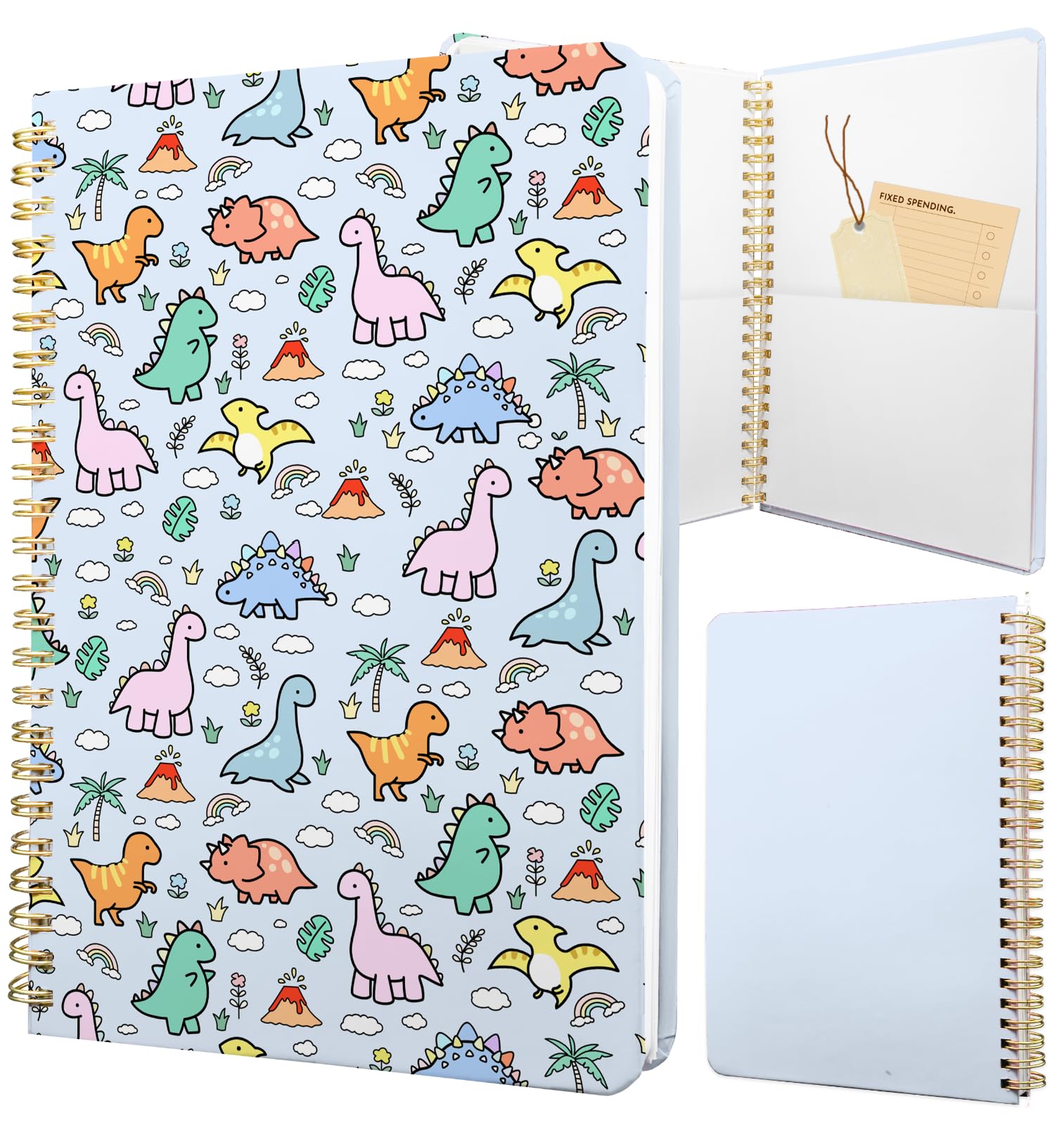 Stanoha Cute Spiral Notebook Journal A5 Aesthetic Pretty Floral Design For Women Girls Kawaii With Pocket, 8.5 X 5.7 Inch, Blue