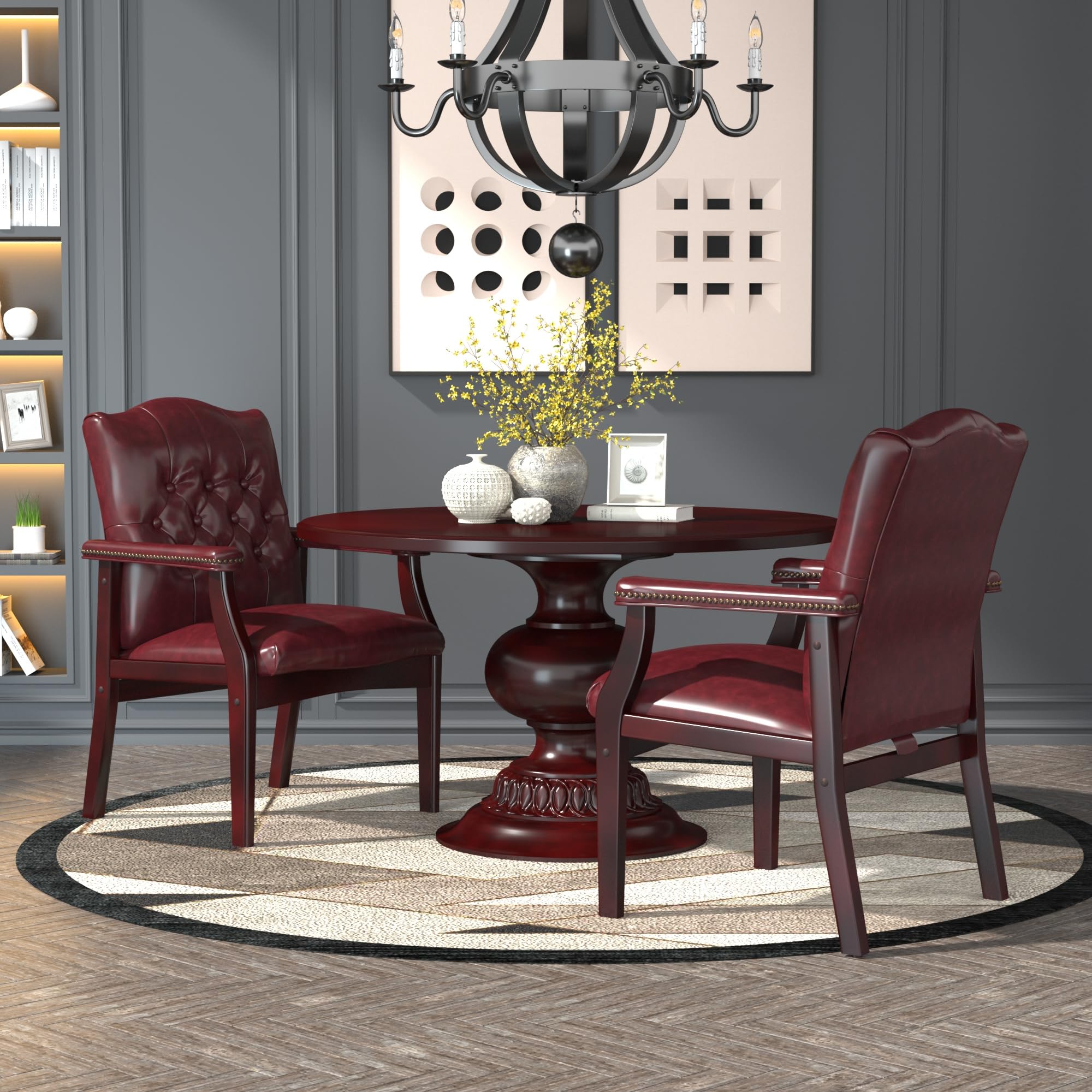 Boss Office Products Ivy League Executive Guest Chair, Vinyl In Burgundy