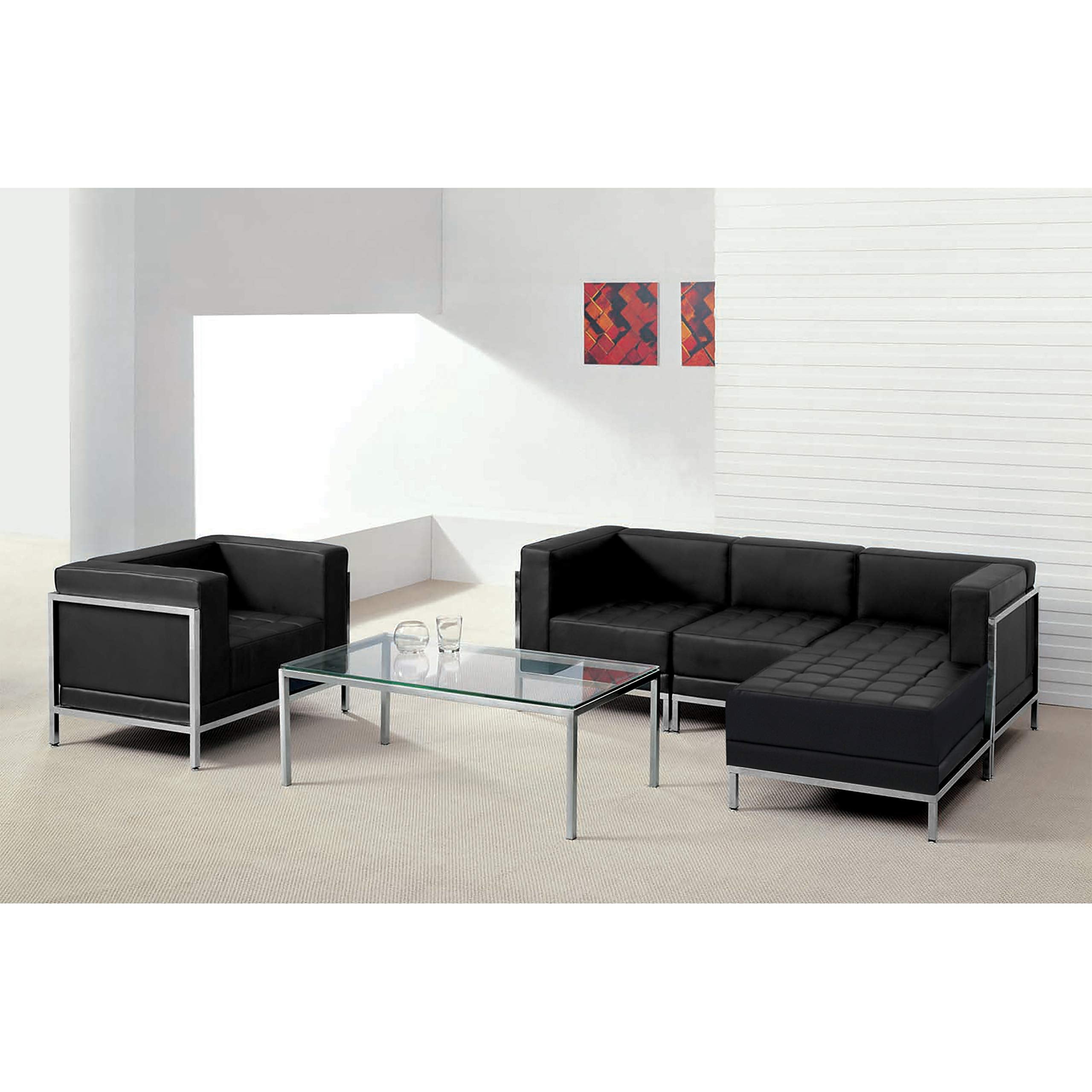 Flash Furniture HERCULES Imagination Series Black LeatherSoft Sectional & Chair, 5 Pieces