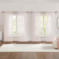 Laura Ashley Barnette Window Curtains with Rod Pocket, 96inch Length, 4 Panels Set, SemiSheer Light Filtering, Blush