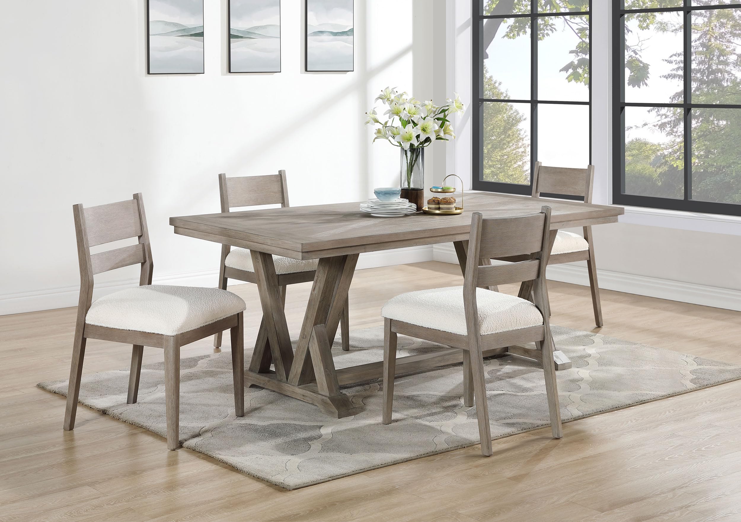 Coaster Home Furnishings Cornelia 5-Piece Rectangular Dining Table Set Coastal Grey