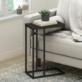 C-Shaped Side Table, End Table for Couch, Sofa & Bed with Metal Frame, Americano