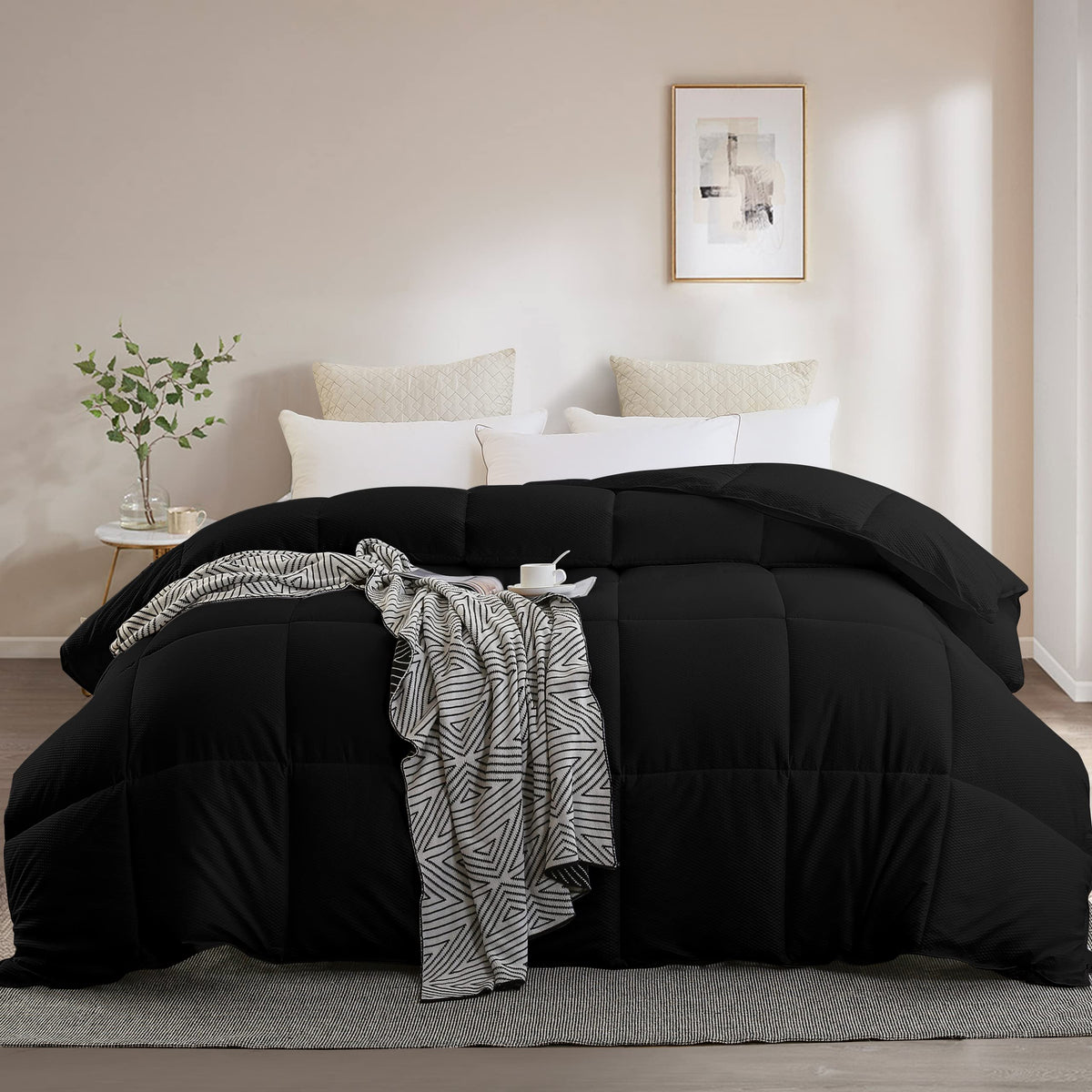 Aboutabed King Bedding Comforter Duvet Insert - All Season Goose Down Alternative - Ultra Soft Quilted Comforters With Corner Ta