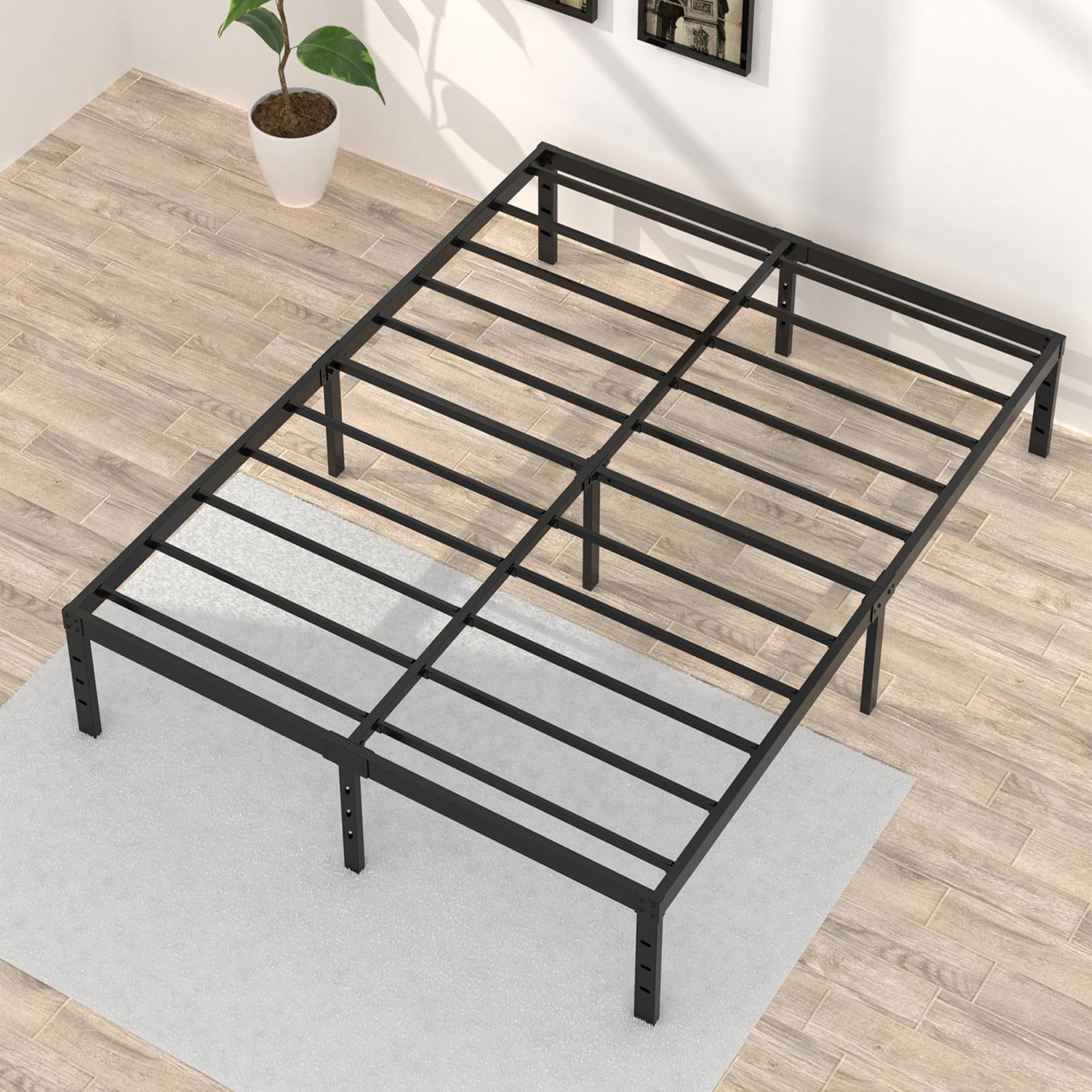 Upcanso 18 Inch King Bed Frame Heavy Duty Metal Platform King Size Bed Frames With High Storage, Eassy Assembly 3,500 Lbs Heavy Duty Bedframes, Black
