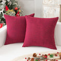 Kevin Textile Faux Linen Throw Cushion Covers Shams Textural Christmas Pillowcase With Hidden Zipper, 26'X26'(2 Pack, Sangria