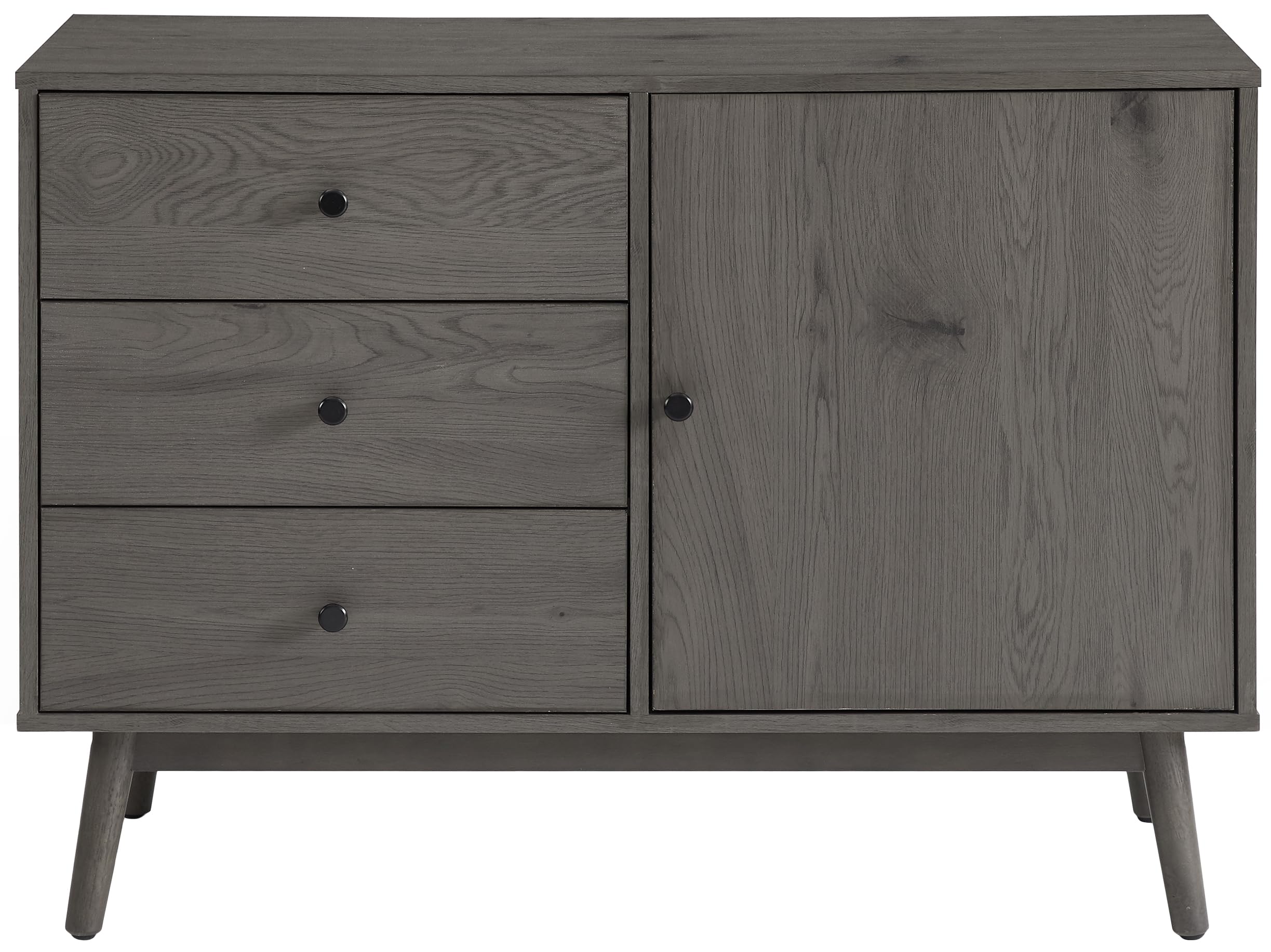 Crosley Furniture Lucas Media Console and Record Player Stand with Storage for Vinyl Records, Gray