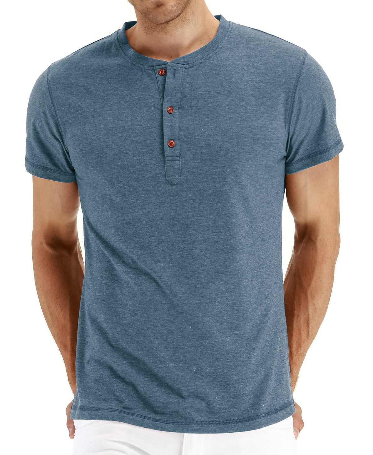 Pegeno Mens Casual Slim Fit Short Sleeve Henley T-Shirts Cotton Shirts (Us Medium, 01-Vg-Blue)