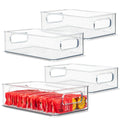 primebox  Clear Plastic Organizing Containers, 4 Pack  Stackable Storage Bins with Handles, 10x6x3