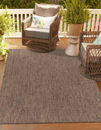 Unique Loom Outdoor Solid Collection Area Rug (5' 3'' x 7' 1'' Rectangle Light Brown/Ivory)