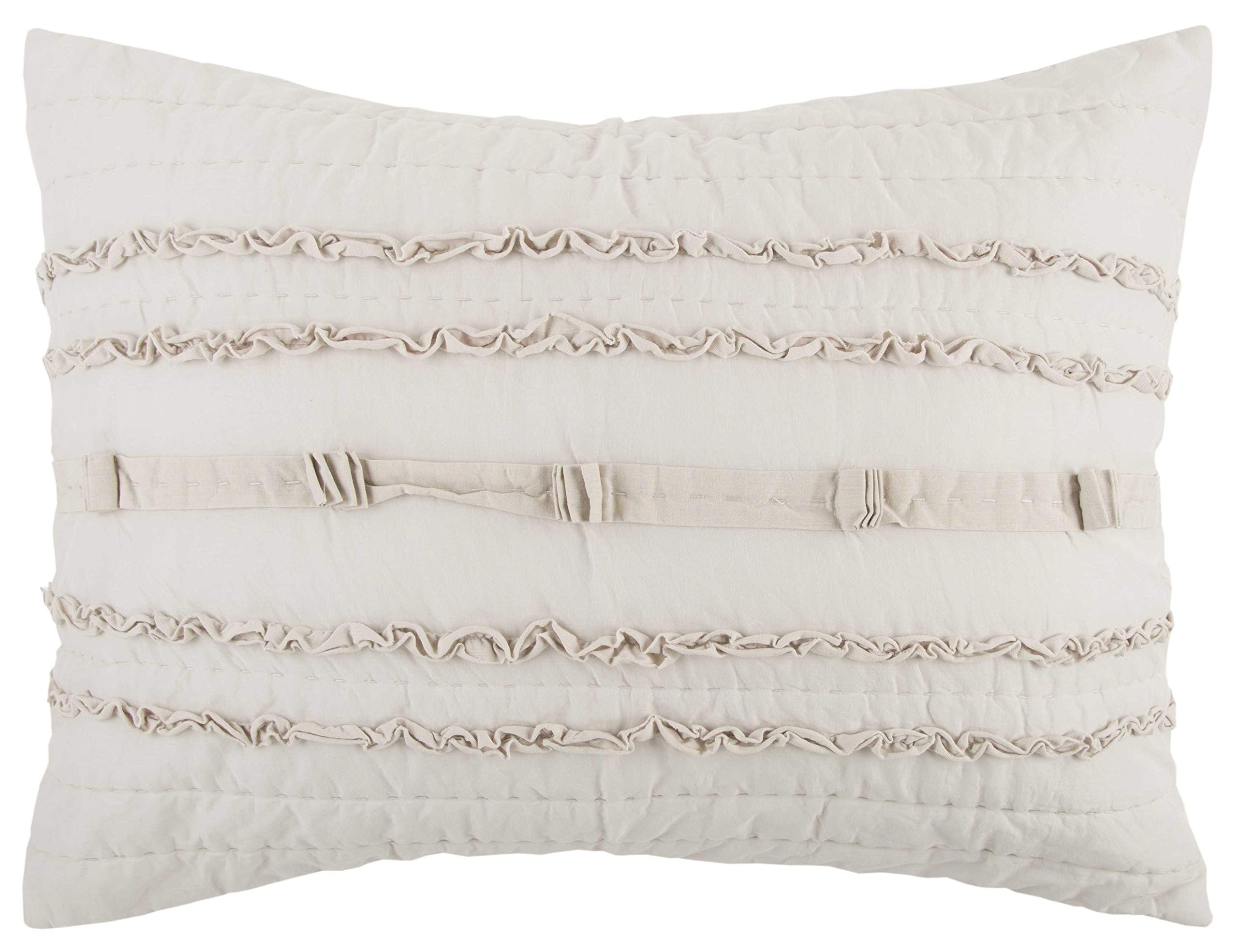 Rizzy Home | BQ4581 | Polyester King Sham | 20&quot;x36&quot; Brown/Neutral/Gray Stripe