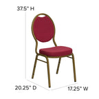 Flash Furniture Hercules Series Teardrop Back Stacking Banquet Chair In Burgundy Patterned Fabric - Gold Frame
