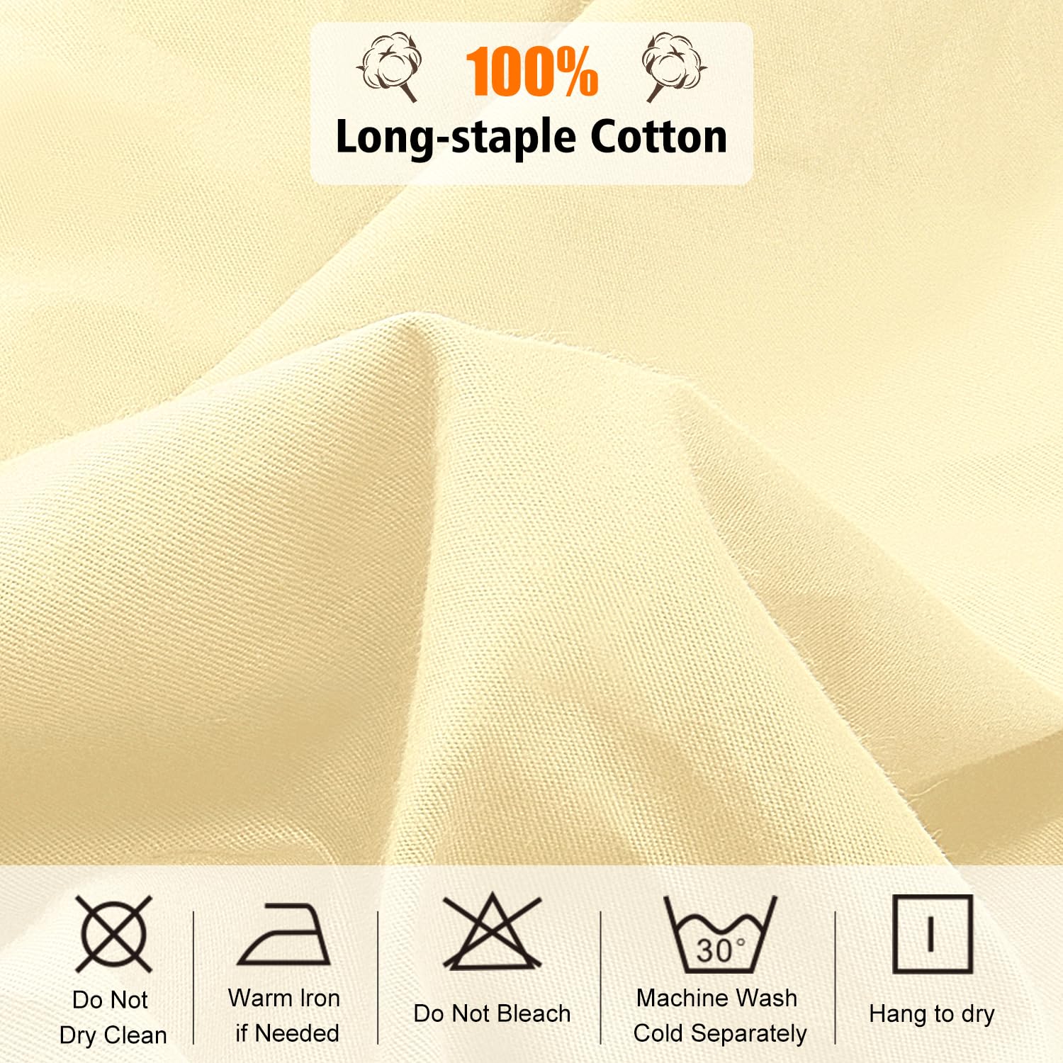 Lirex Fitted Sheet, Full Size 100% Egyptian Cotton 300 Thread Count Soft Breathable Fitted Sheet, 135X190Cm, Cream White