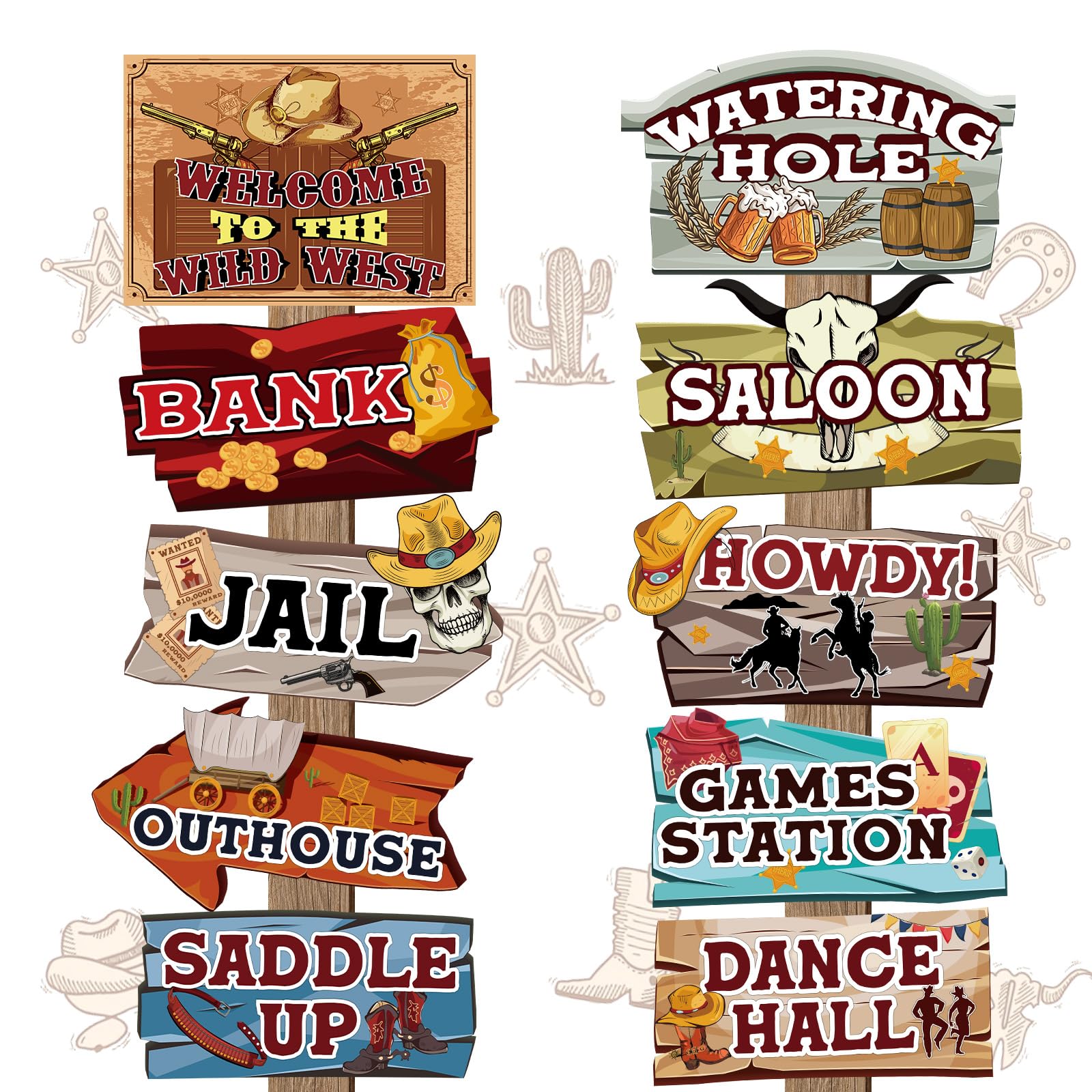Hooqict Western Birthday Party Decorations 20 Pieces Cowboy Themed Party Signs Welcome To The Wild West Cutouts for Classroom Co