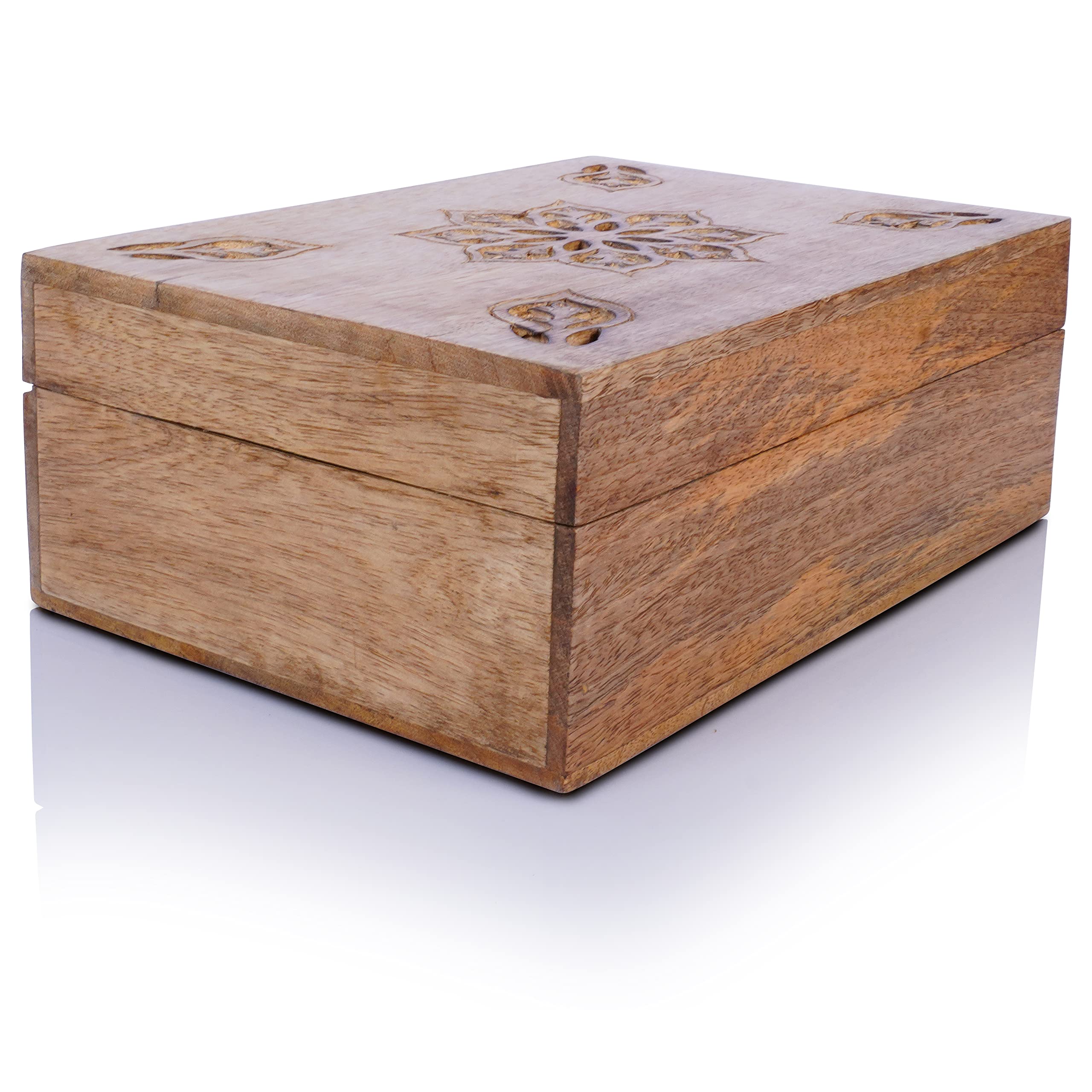 Mela Artisans Decorative Storage Box With Hinged Lid - Light Burnt, Xl | 10.5    X 7.5    X 4    | Rustic Serena Style | Crafted